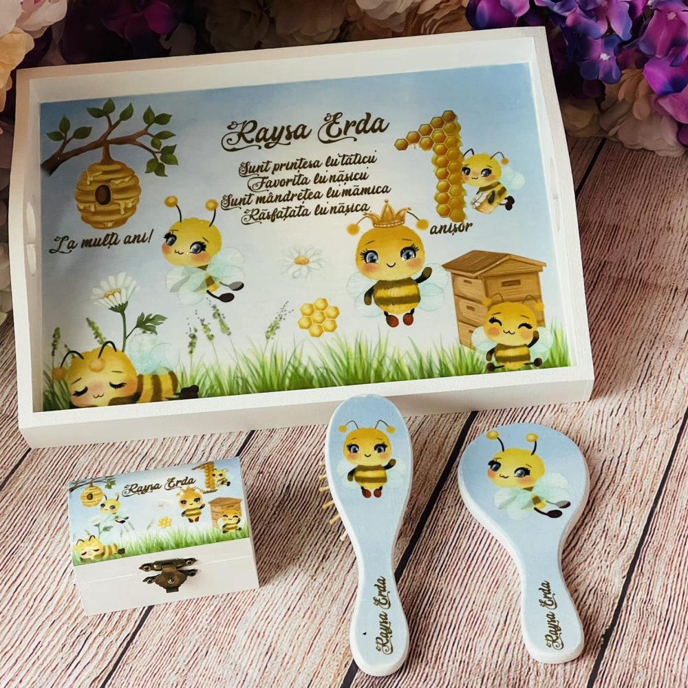 Set tavita pentru taiere mot Fetite, model Albinuta/Bee UK,30x20 cm,