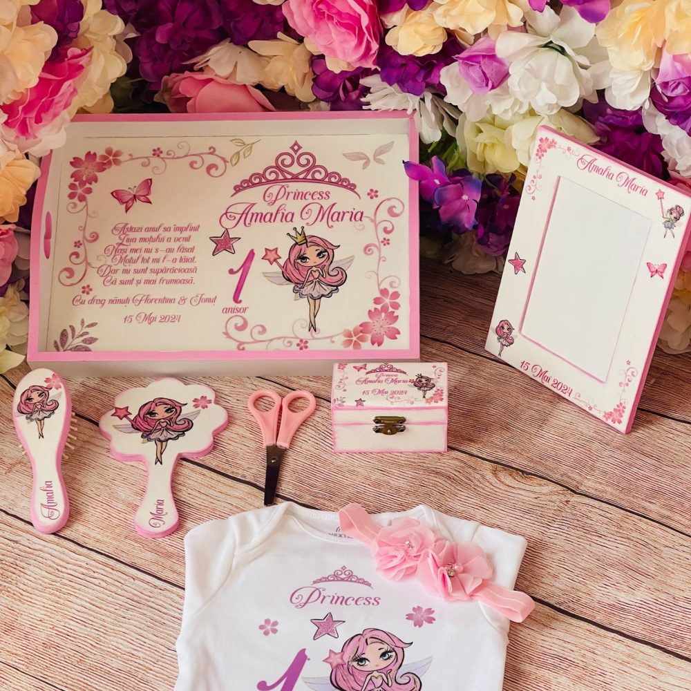 Set tavita pentru taiere mot fetita, model Pink Princess UK 30×20 cm
